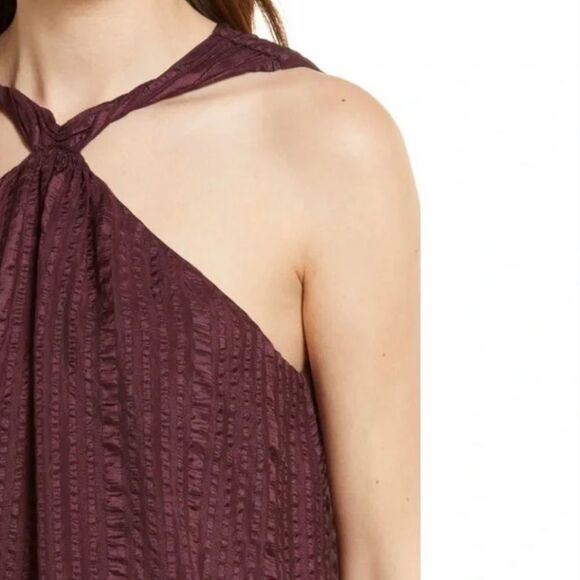 🎀FRAME draped textured silk halter top in Cabernet small - Picture 12 of 16
